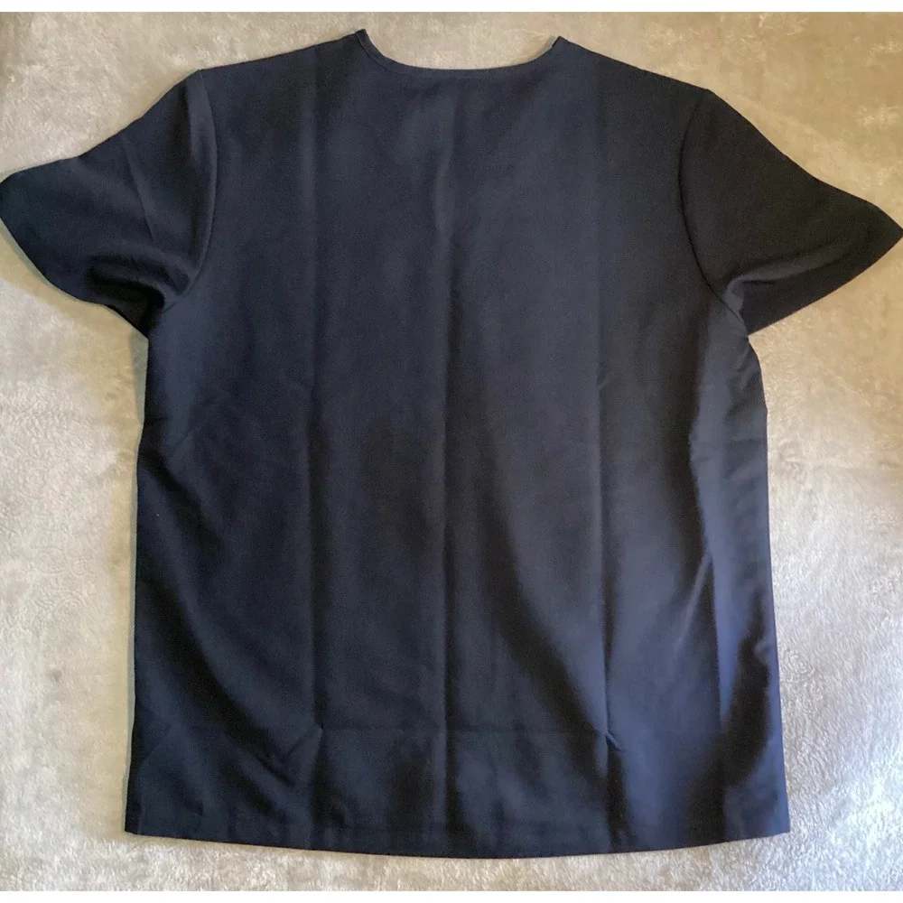 Figs Leon Scrub Top XL Black Three Pocket Short‎ Sleeve Pullover V-Neck Adult - Picture 3 of 6